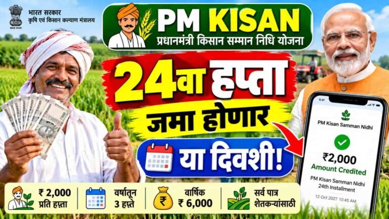 Pm Kisan Yojana 24th installment 2026 Pm किसान 24 वा हप्ता या दिवशी जमा होणार!